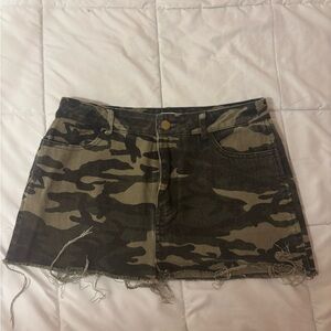 Camouflage Denim Mini Skirt